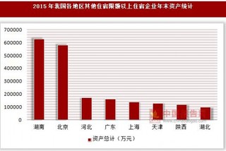 2015年我国各地区其他住宿限额以上住宿企业年末资产及所有者权益统计(按国民经济行业分)