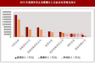 2015年我国内资企业限额以上住宿业经营情况统计(按登记注册类型分)