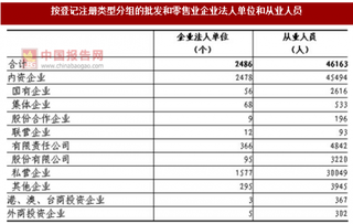 2017年湖南怀化市按注册类型分批发和零售业企业法人单位和从业人员占比情况调查(图)