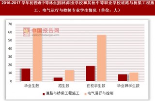 2016-2017学年初普通中等林业(园林)职业学校和其他中等职业学校道路与桥梁工程施工、电气运行与控制专业学生情况